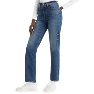 Levi's High Rise Straight Leg Jeans - Blue Denim